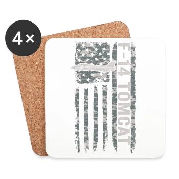 F-14 Tomcat American Flag Military Camouflage - Coasters (set of 4) - white - Front
