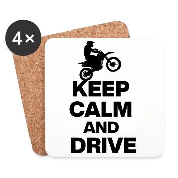 KEEP CALM AND DRIVE! MOTOCROSS BIKER FREIHEIT BLAK - Untersetzer (4er-Set) - Weiß - Vorne