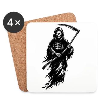 Düsterer Sensenmann Skull im Dark Style  - Untersetzer (4er-Set) - Weiß - Vorne