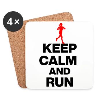 RESTE CALME ET COURS ! JOGGING RACING SPORT FIT noir - Dessous de verre (lot de 4) - blanc - Devant
