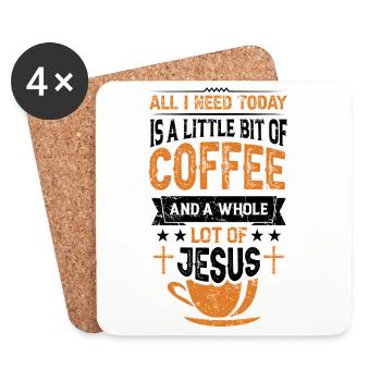 Kaffee & Jesus – Mehr brauche ich nicht - Untersetzer (4er-Set) - Weiß - Vorne