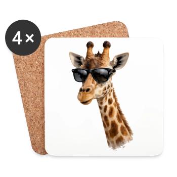 Girafe cool avec des lunettes de soleil - Dessous de verre (lot de 4) - blanc - Devant