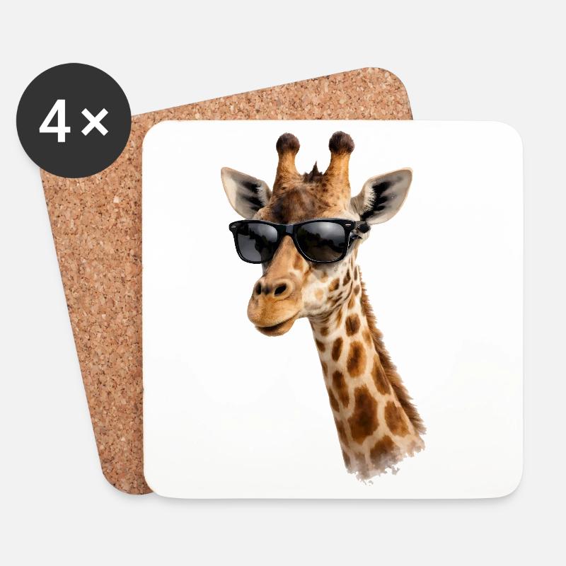 Coole Giraffe mit Sonnenbrille - Untersetzer (4er-Set) - Weiß