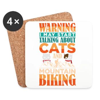 Mountain Bike Mountain Bike Cat Owner - Coasters (set of 4) - white - Front