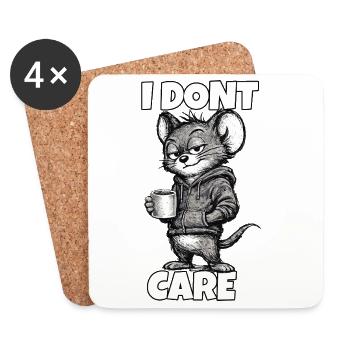 I Don't Care – Mouse with Coffee (Sarcasm) - Coasters (set of 4) - white - Front