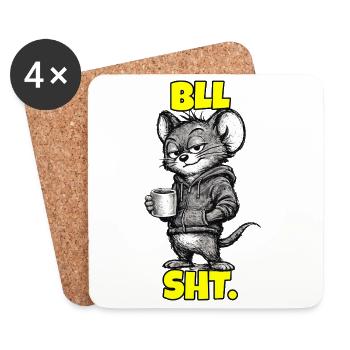 BLL SHT. – Mouse with coffee (sarcasm) - Coasters (set of 4) - white - Front