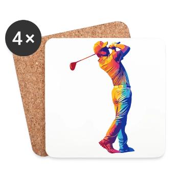 Rainbow Golfer Swing - Coasters (set of 4) - white - Front