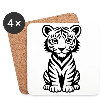Illustration des lignes de tigre - Dessous de verre (lot de 4) - blanc - Devant