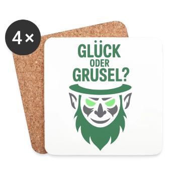 Glück oder Grusel Kobold-Motiv - Untersetzer (4er-Set) - Weiß - Vorne