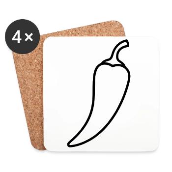 Chili pepper hot outline - Coasters (set of 4) - white - Front