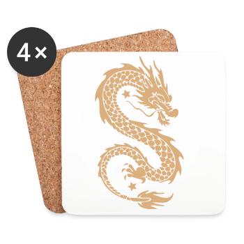 Goldene Himmelsdrachen-Silhouette - Untersetzer (4er-Set) - Weiß - Vorne
