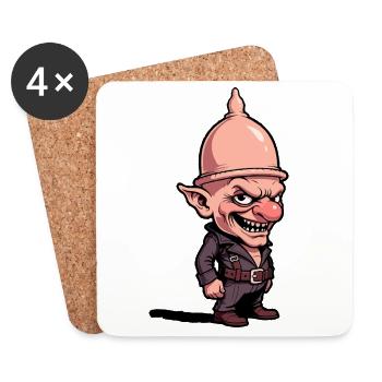Grinning Goblin in Helmet - Coasters (set of 4) - white - Front
