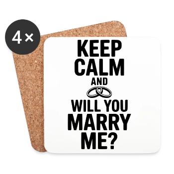 Keep Calm and Will You Marry Me? - Coasters (set of 4) - white - Front