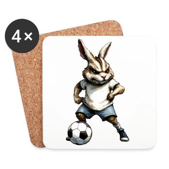 Footballer Rabbit - Coasters (set of 4) - white - Front