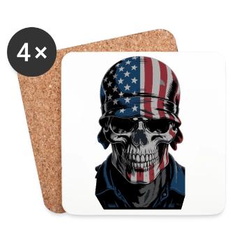 USA Totenkopf - Design du Crâne Patriote - Dessous de verre (lot de 4) - blanc - Devant