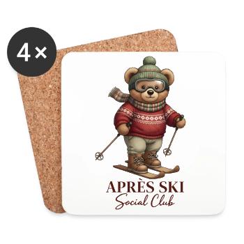 Apres Ski Social Club Retro Bär Skifahren - Untersetzer (4er-Set) - Weiß - Vorne