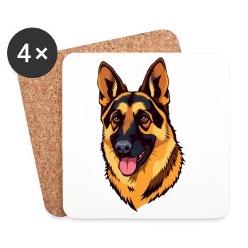 Chien de berger - Dessous de verre (lot de 4) - blanc - Devant