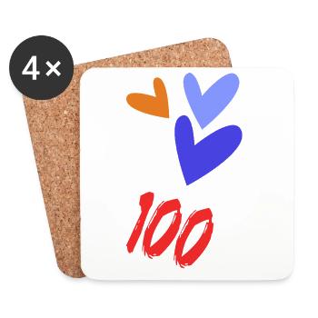 100. 100 YEARS. 100th ANNIVERSARY. BIRTHDAY 100 - Coasters (set of 4) - white - Front