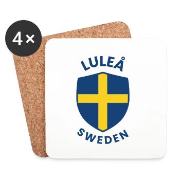 Luleå Shield Sweden Flag Cross - Coasters (set of 4) - white - Front