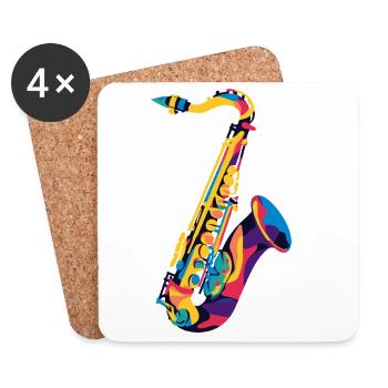 ColorSaxophone Art Print - Coasters (set of 4) - white - Front