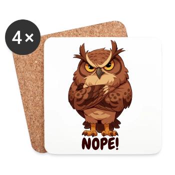 Nope! Grim owl with attitude - Coasters (set of 4) - white - Front