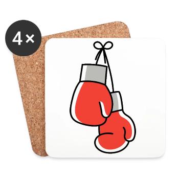 Icône des gants de boxe - Dessous de verre (lot de 4) - blanc - Devant