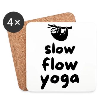 Slow Flow Yoga - süßes Design mit Faultier - Untersetzer (4er-Set) - Weiß - Vorne