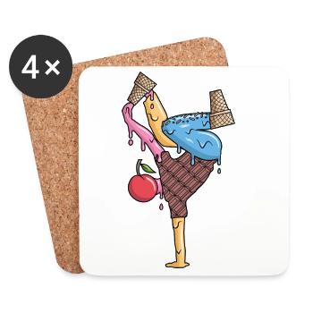 Breakdance Eiscreme Tanz Breakdancer Breakdancing - Coasters (set of 4) - white - Front