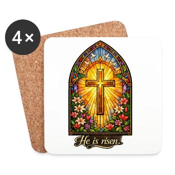 Résurrection Il est Jésus de Pâques ressuscité - Dessous de verre (lot de 4) - blanc - Devant