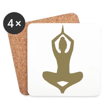 Yoga médite Zen Intérieur Calme Femme Minimaliste - Dessous de verre (lot de 4) - blanc - Devant