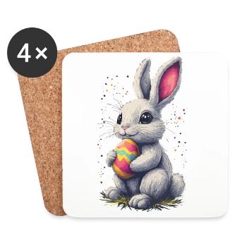 Papa Lapin de Pâques partenaire de Pâques Look de Pâques - Dessous de verre (lot de 4) - blanc - Devant
