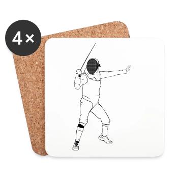 Fencing - Fechten - Fechter - Fechtkampf - Untersetzer (4er-Set) - Weiß - Vorne