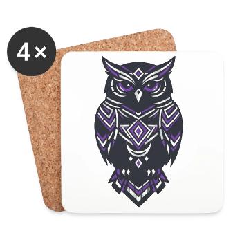 Inspiration de la chouette géométrique en violet - Dessous de verre (lot de 4) - blanc - Devant
