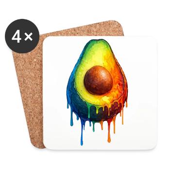 Avocado with a colorful gradient - Coasters (set of 4) - white - Front