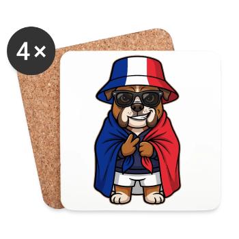 Bouledogue de chien de dessins animés en France Cool & Stylé - Dessous de verre (lot de 4) - blanc - Devant