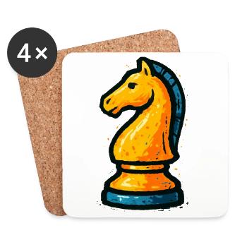 Dominez l'Échiquier: Cavalier Stratégique - Dessous de verre (lot de 4) - blanc - Devant