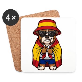 Chien de dessin animé Bouledogue espagnol Cool & Stylé - Dessous de verre (lot de 4) - blanc - Devant