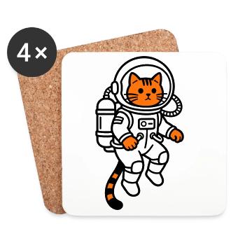 cat in space - Coasters (set of 4) - white - Front
