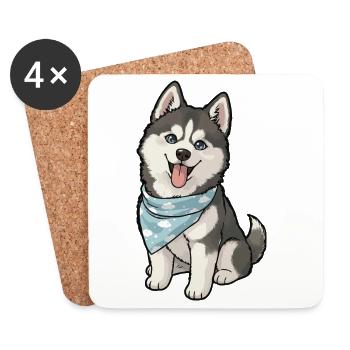 Husky Joy Sky Bandana - Untersetzer (4er-Set) - Weiß - Vorne