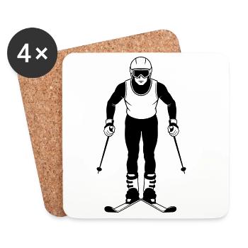 Skifahren - Untersetzer (4er-Set) - Weiß - Vorne
