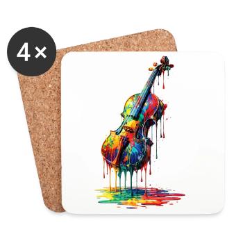 Violin with dripping paint - Coasters (set of 4) - white - Front