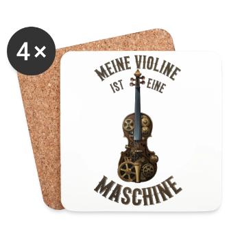 Meine Violine ist eine Maschine - Steampunk Geige - Untersetzer (4er-Set) - Weiß - Vorne