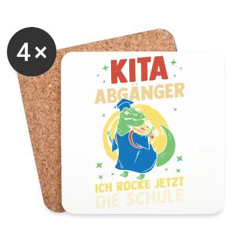 Kita Erste Klasse Dinosaurier Schüler Kindergarten - Untersetzer (4er-Set) - Weiß - Vorne