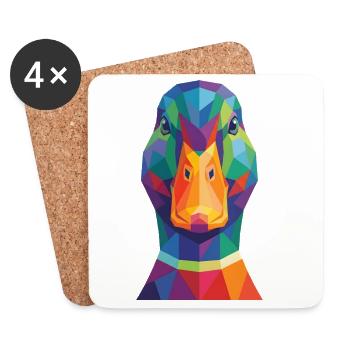 Bunte geometrische Entenkopf-Pop Art - Untersetzer (4er-Set) - Weiß - Vorne