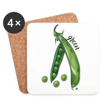 Illustration de la gousse de pois verts et des pois - Dessous de verre (lot de 4) - blanc - Devant