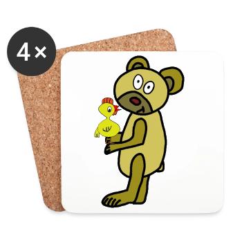 Teddy Ostern Küken Huhn Kinder Kind - Untersetzer (4er-Set) - Weiß - Vorne