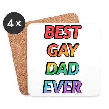 Best Gay Dad Ever LGBT Pride Month - Coasters (set of 4) - white - Front