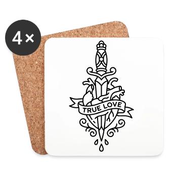 Tatouage d’amour - Dessous de verre (lot de 4) - blanc - Devant