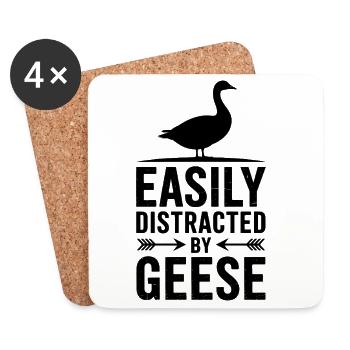 Oies Oies, Oies, Drôle, Cadeau des Oies - Dessous de verre (lot de 4) - blanc - Devant