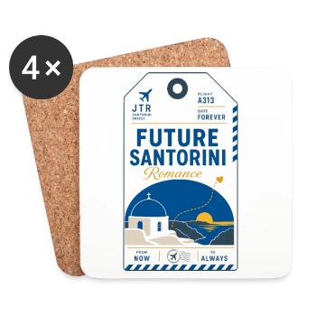 Romance Gift, Future Santorini Travel Love Trip - Untersetzer (4er-Set) - Weiß - Vorne
